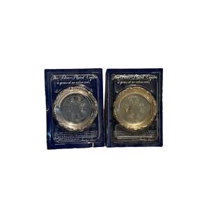 Two Vintage 1988 Readers Digest Silver Plated Sample Coasters Gift New